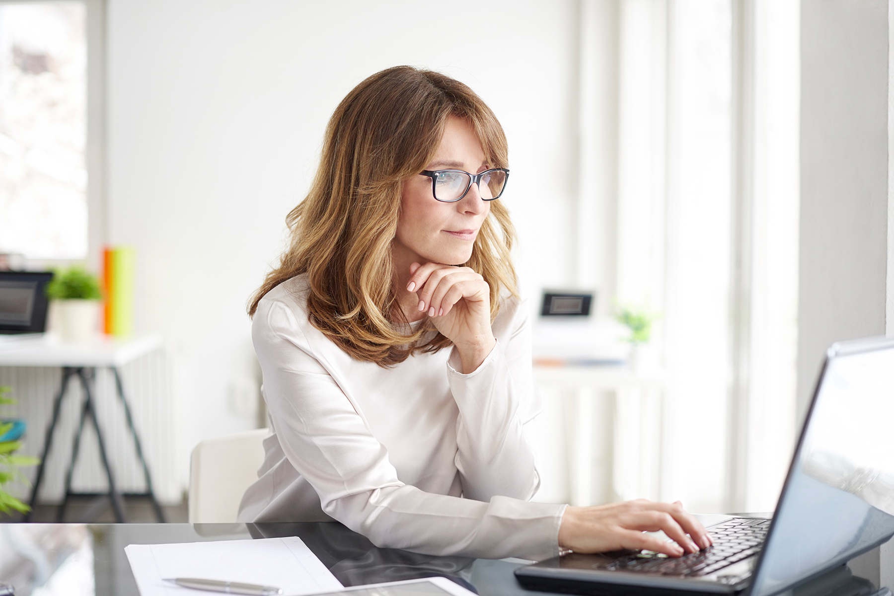 Woman working on laptop